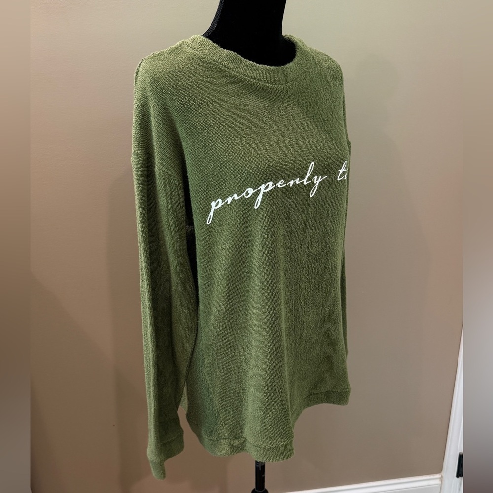 Men’s PROPERLY TIED Olive green Rag Crew sweatshirt- Size large - Picture 3 of 8